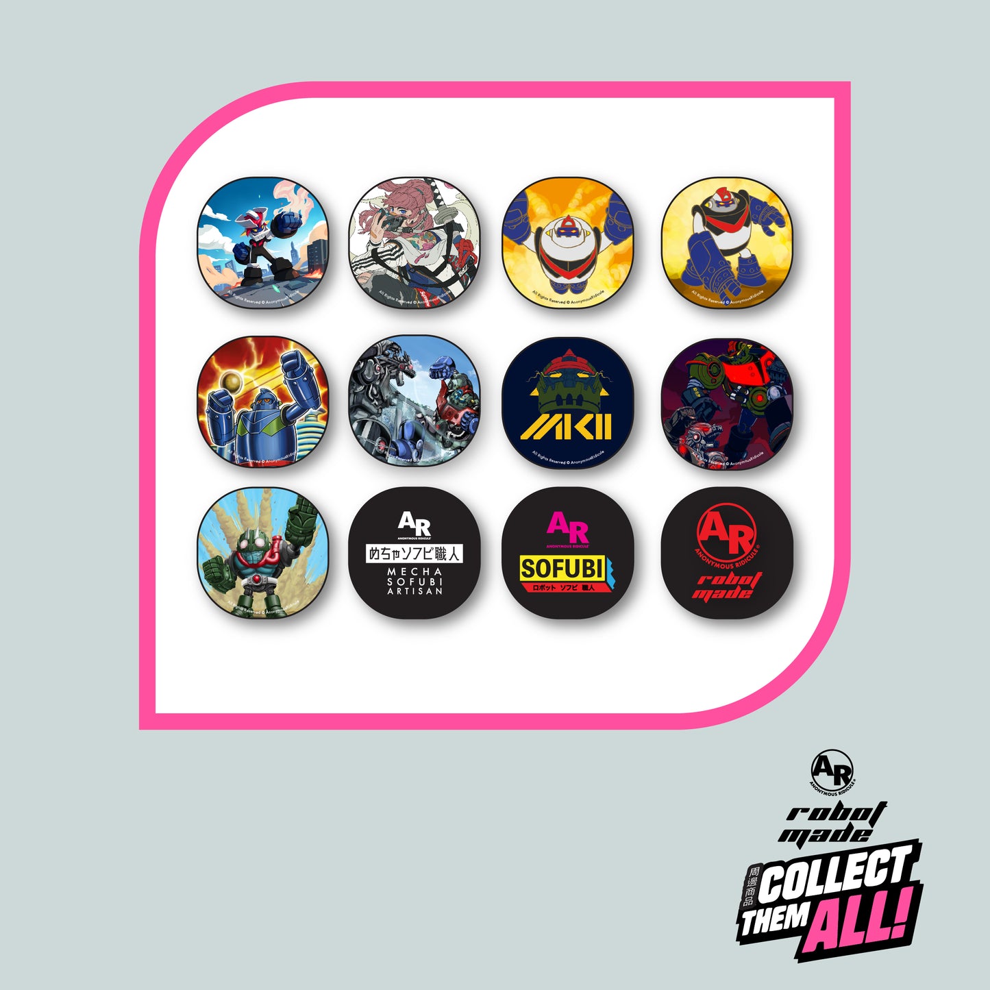 Round Pins (58mm) - Set of 12